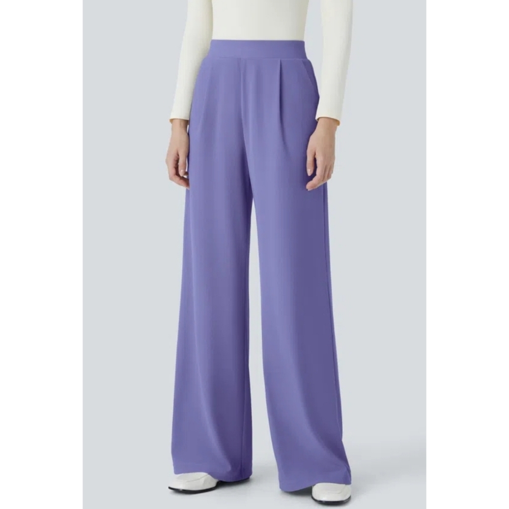 Halara Flex™ High Waisted Body Sculpt Waist-Slimming Wide Leg Micro Waffle Pants